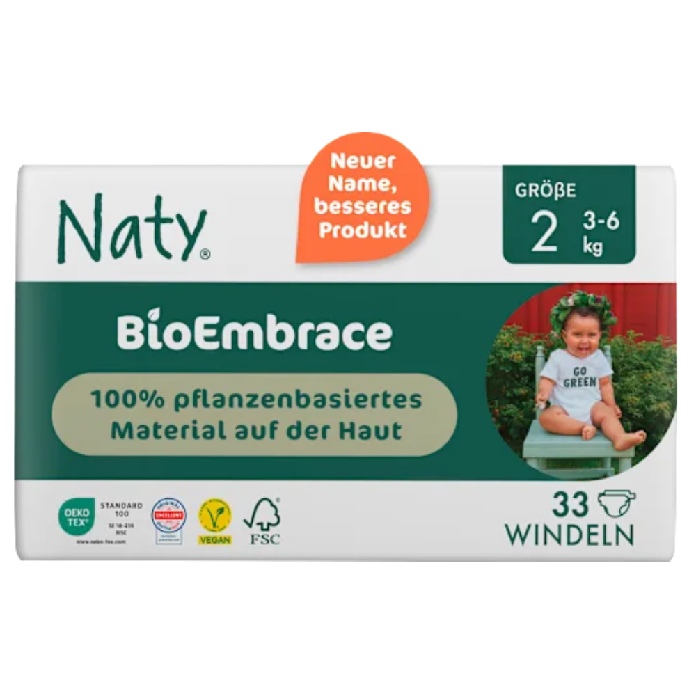 Abbildung der Verpackung der Windelmarke Naty-Bio-embrace in Größe 2